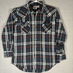 Vintage Ely Cattleman Pearl Snap Men’s Long Sleeve Shirt Size L Black And White